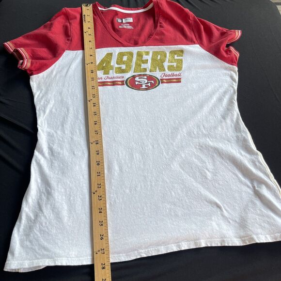 NFL Team Apparel San Francisco 49er Shirt Womens XXL 2X Glitter Logo Lightweight - Picture 9 of 10